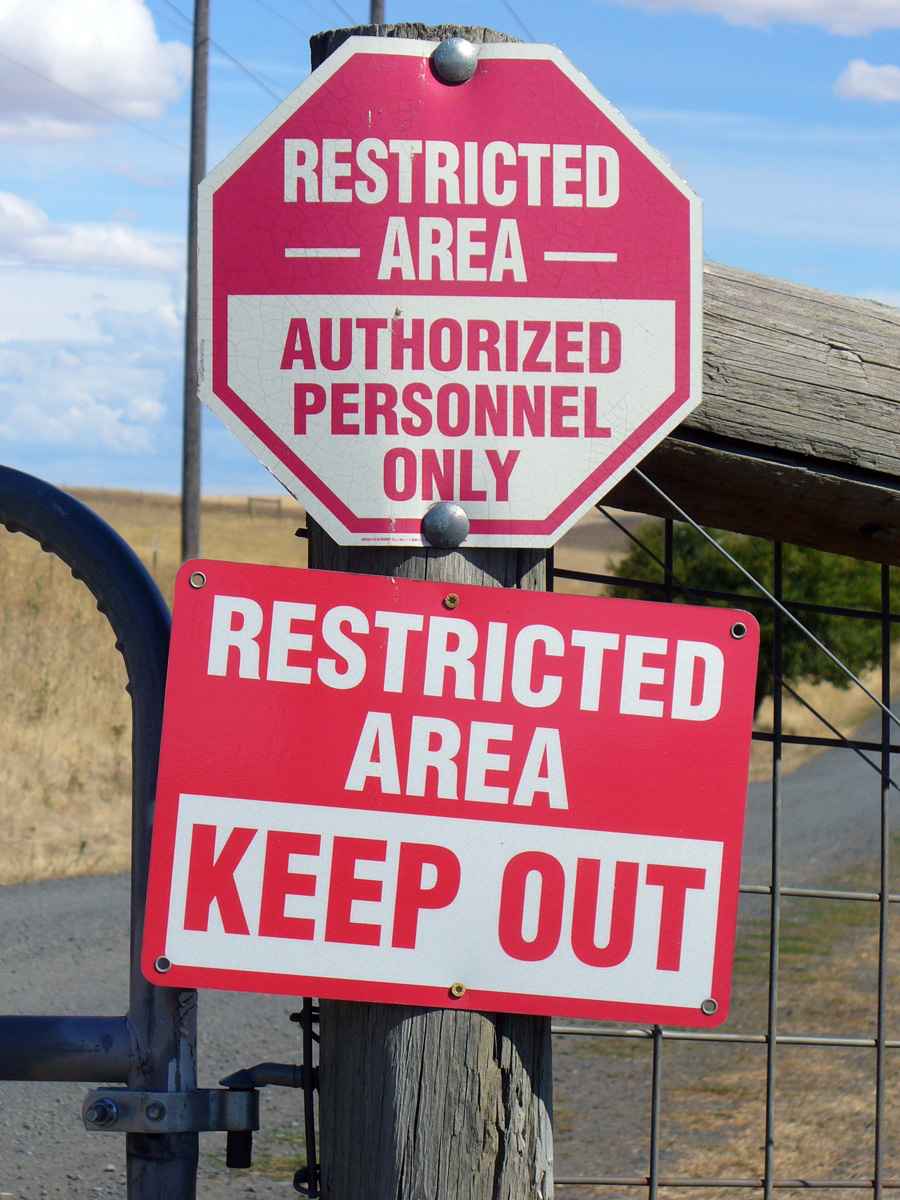 Restricted area sign